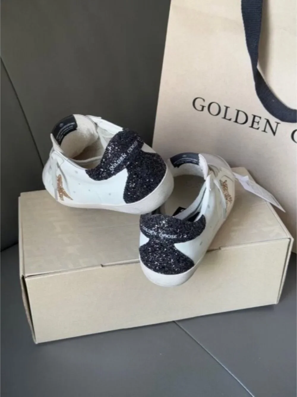 Golden Goose White Leather Superstar Sneakers with Gold Star - Picture 2 of 4
